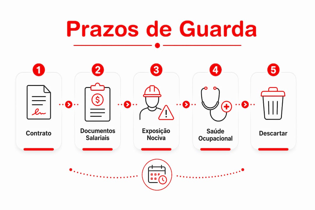 Infográfico: prazos para arquivamento de documentos trabalhistas