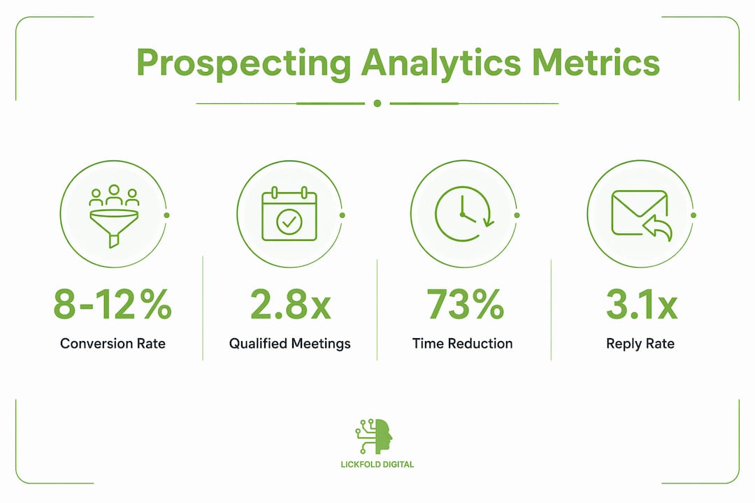 Infographic showing key data analytics metrics for agency prospecting