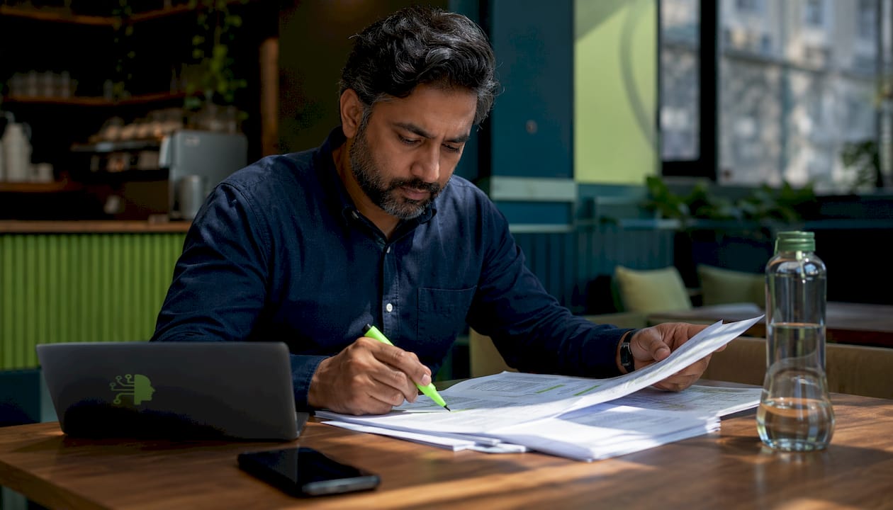 Man reviewing procurement documents