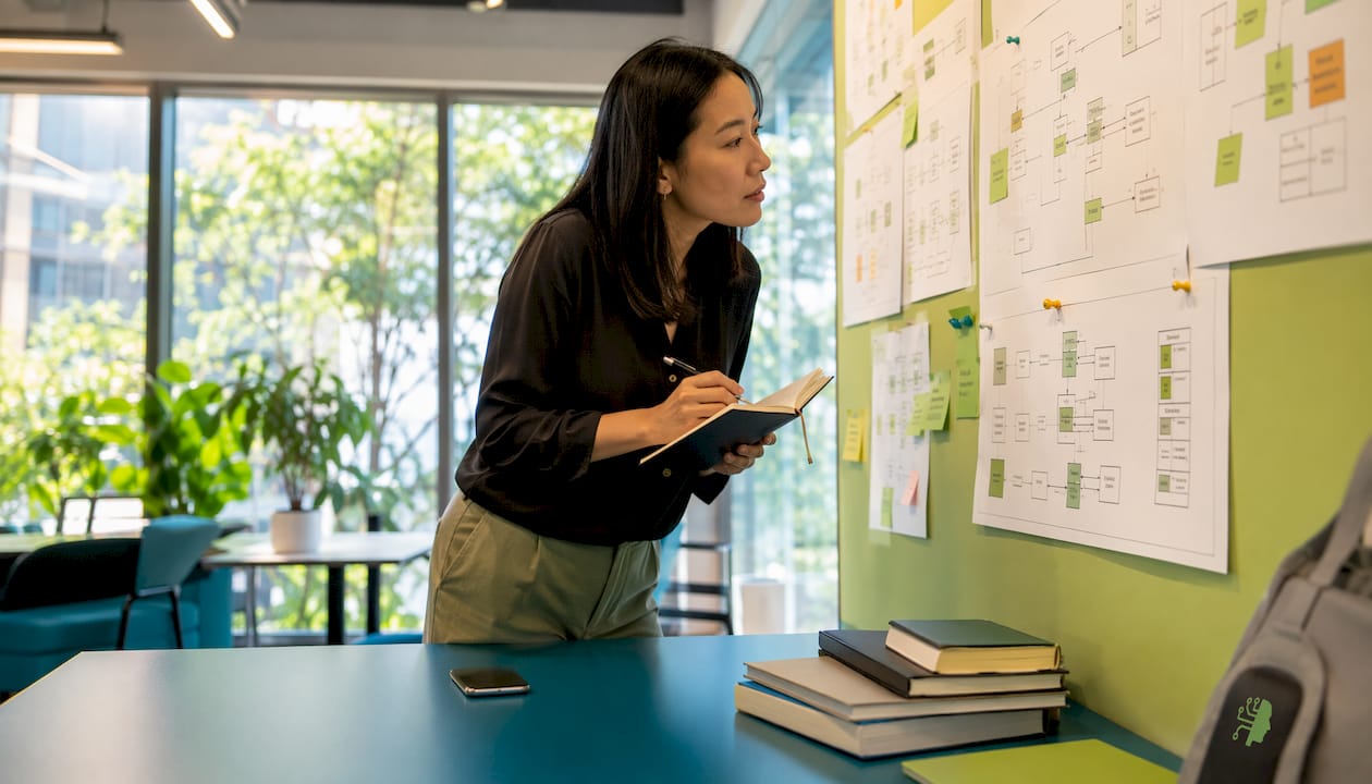 Engineer working on AI workflows at desk