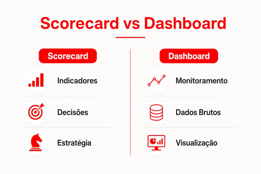 Infográfico: comparativo entre scorecard e dashboard aplicados ao RH