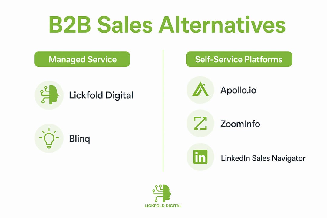 Infographic comparing managed vs self-service sales tools
