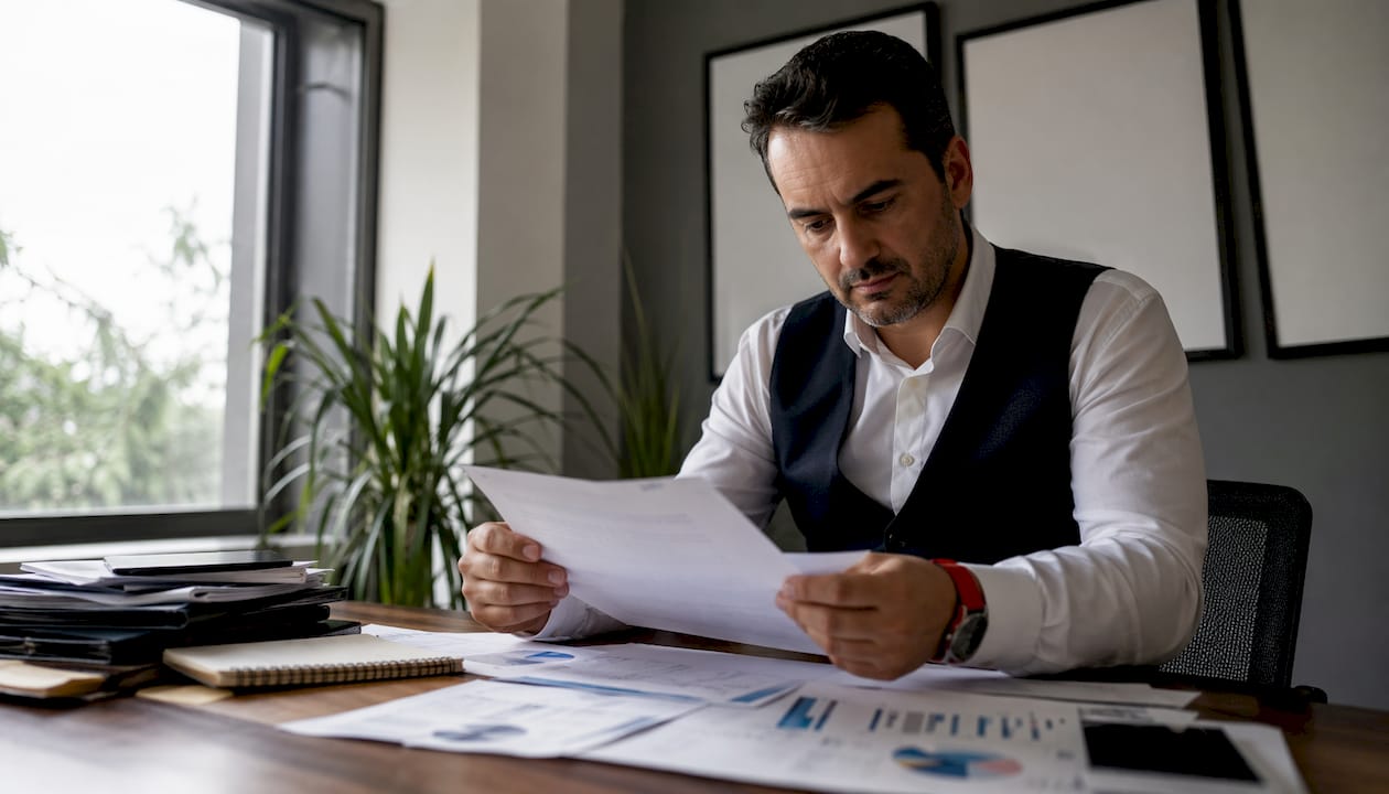 Profissional de compliance analisando documentos