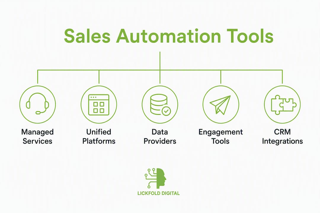 Infographic showing hierarchy of sales automation software types