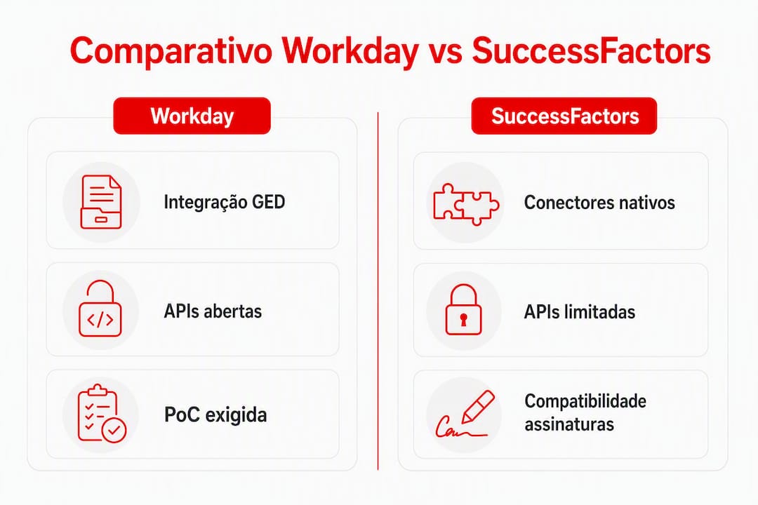 Infográfico: comparação entre Workday e SuccessFactors