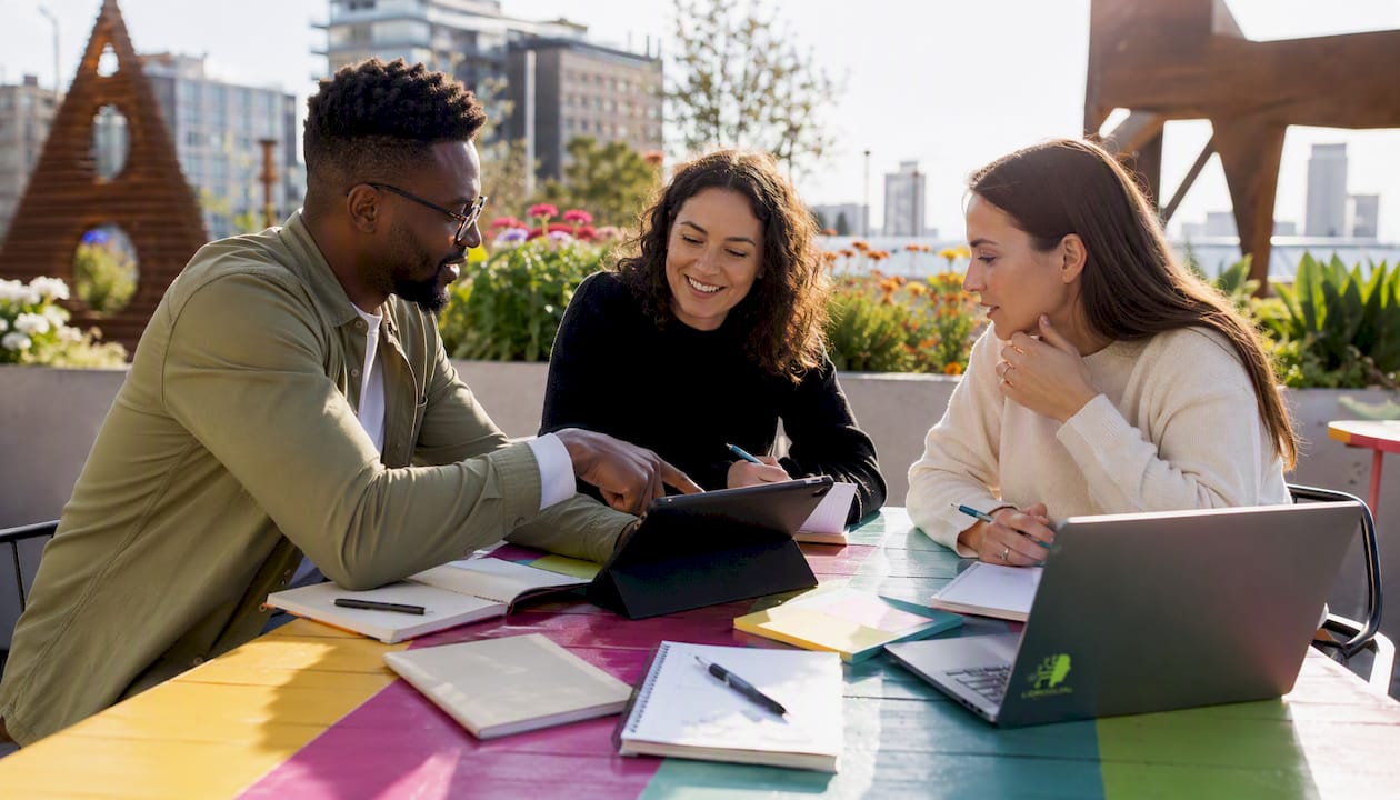 Marketing team planning multi-touch campaign