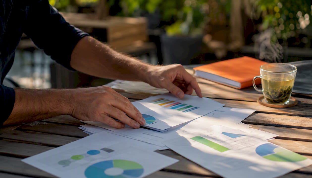 Hands arranging marketing personalized strategy papers