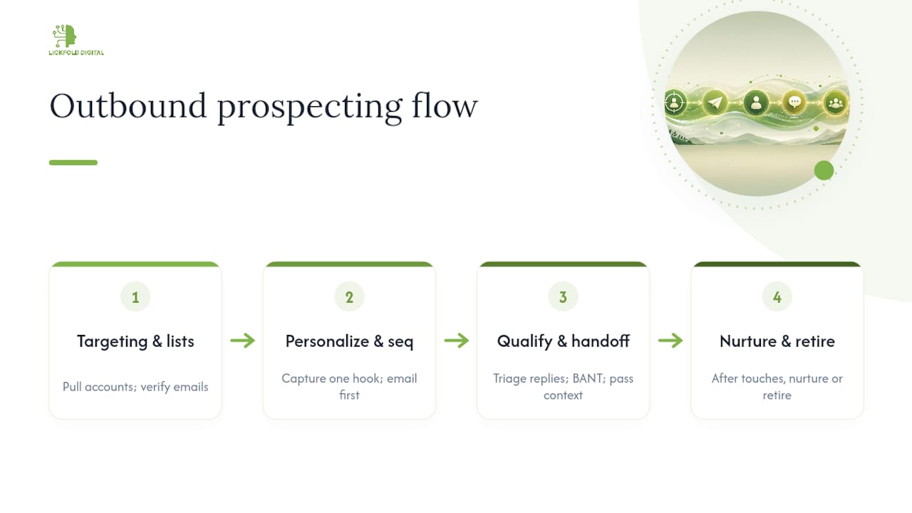 Steps in outbound prospecting process diagram
