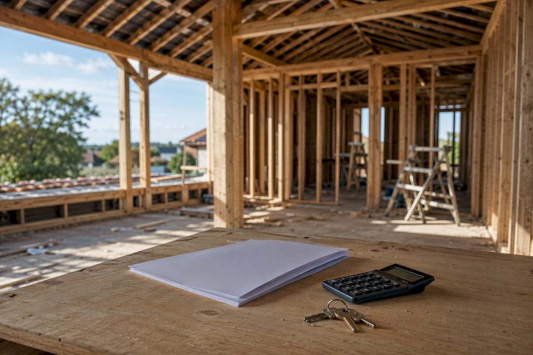 Construção parcial da casa e organização do processo de crédito habitação