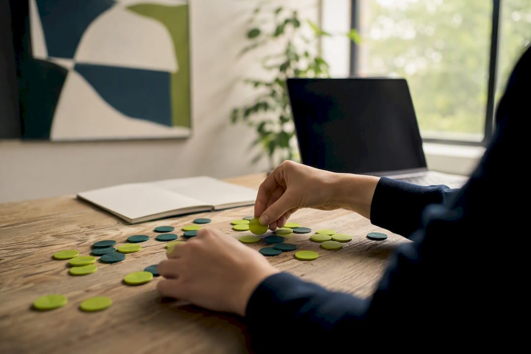 Hands selecting high-leverage data tokens