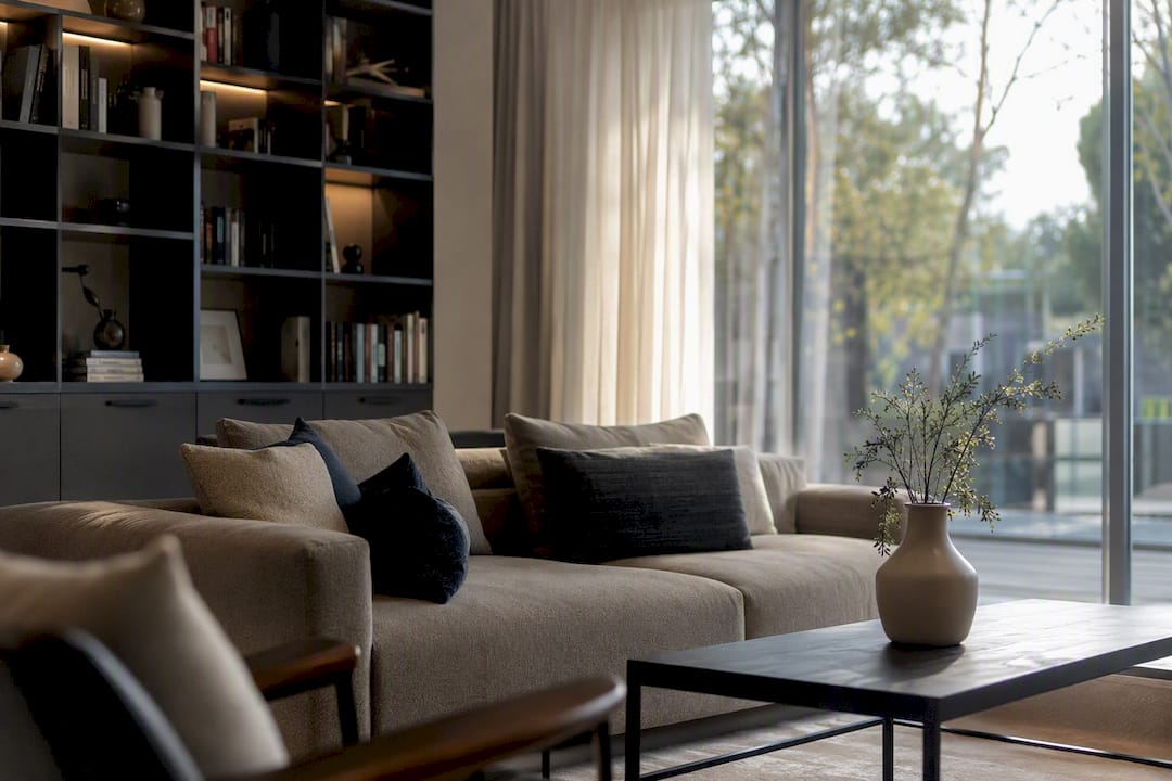 Plano de câmara suave a percorrer o interior de uma casa