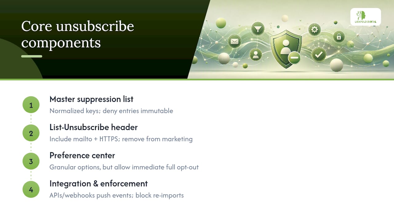 Diagram of unsubscribe management core components