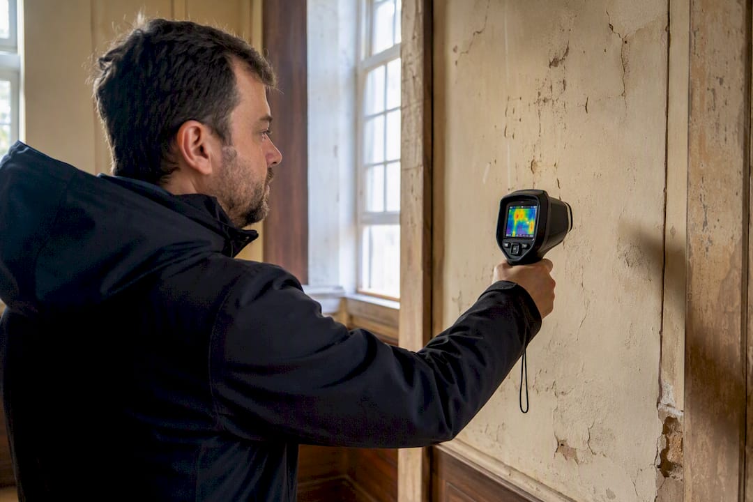 Inspetor a realizar auditoria energética a uma casa