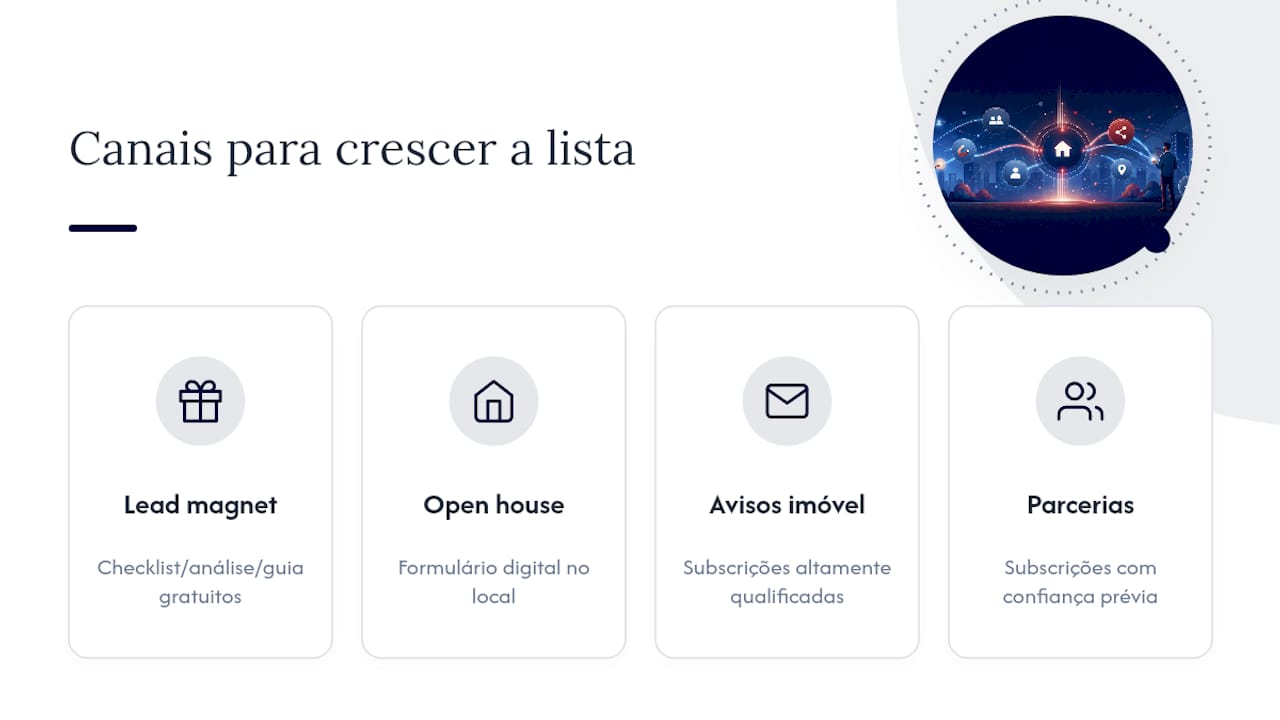 Como aumentar as subscrições e crescer a lista organicamente? — overview diagram