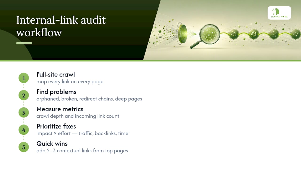 Internal link audit workflow and priorities