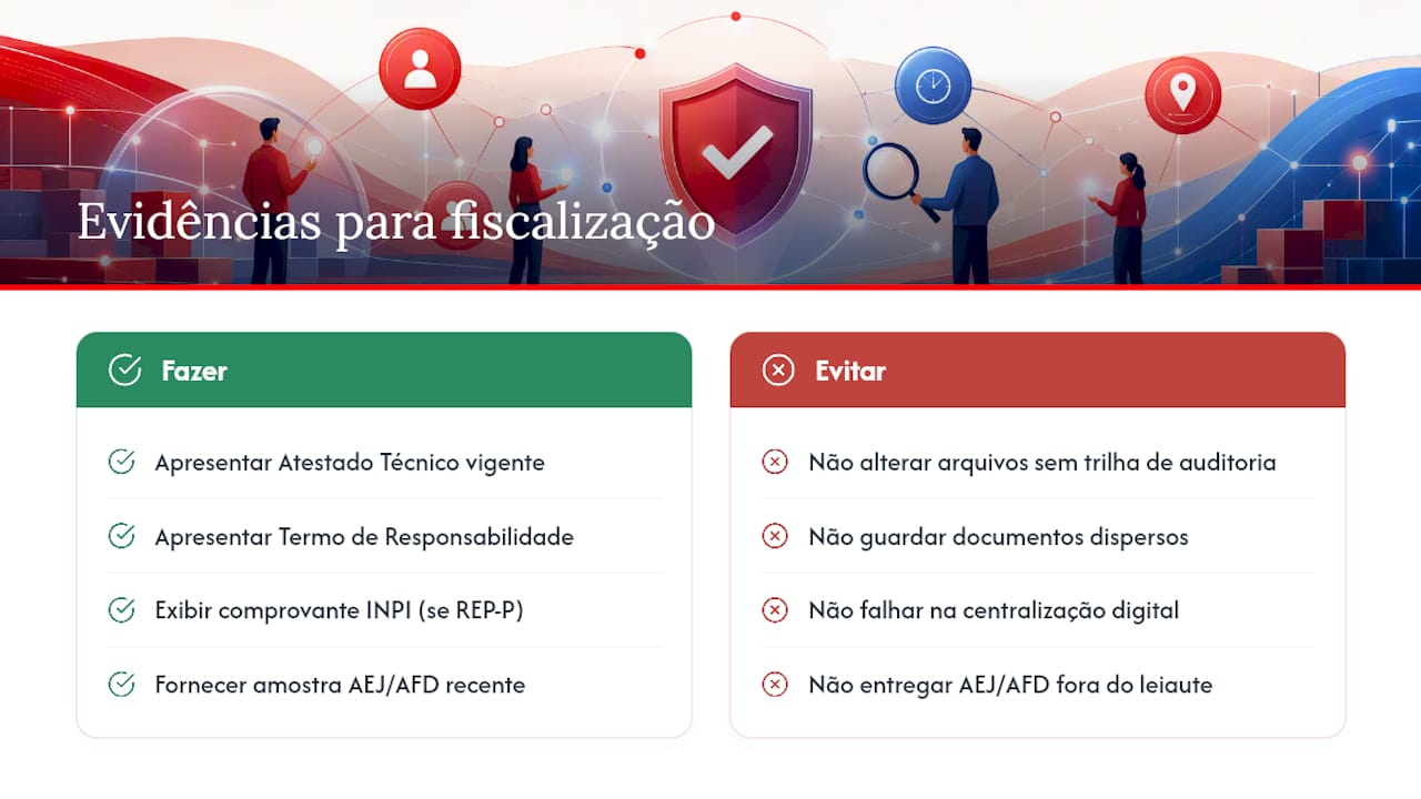 Como comprovar conformidade em uma fiscalização de ponto — overview diagram