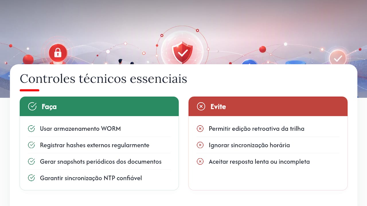 Controles técnicos para garantir integridade e verificabilidade — overview diagram