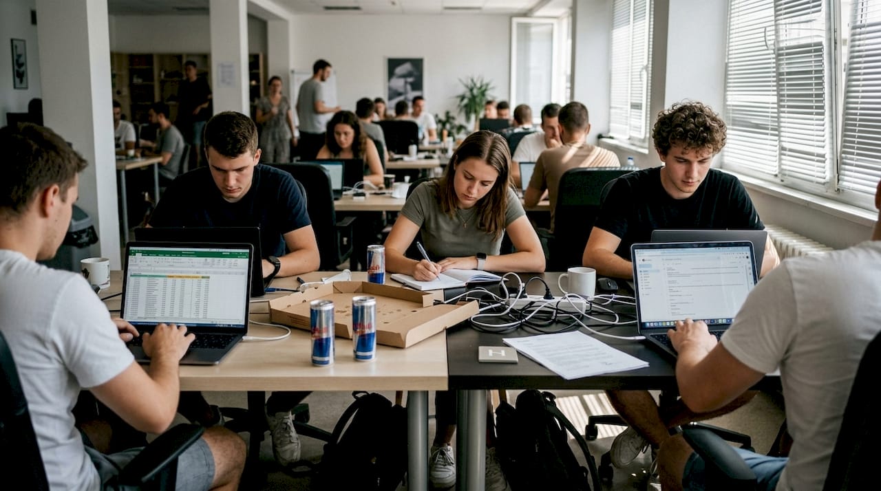 Ekipa zagonskega podjetja ustvarja v prilagodljivem delovnem prostoru.