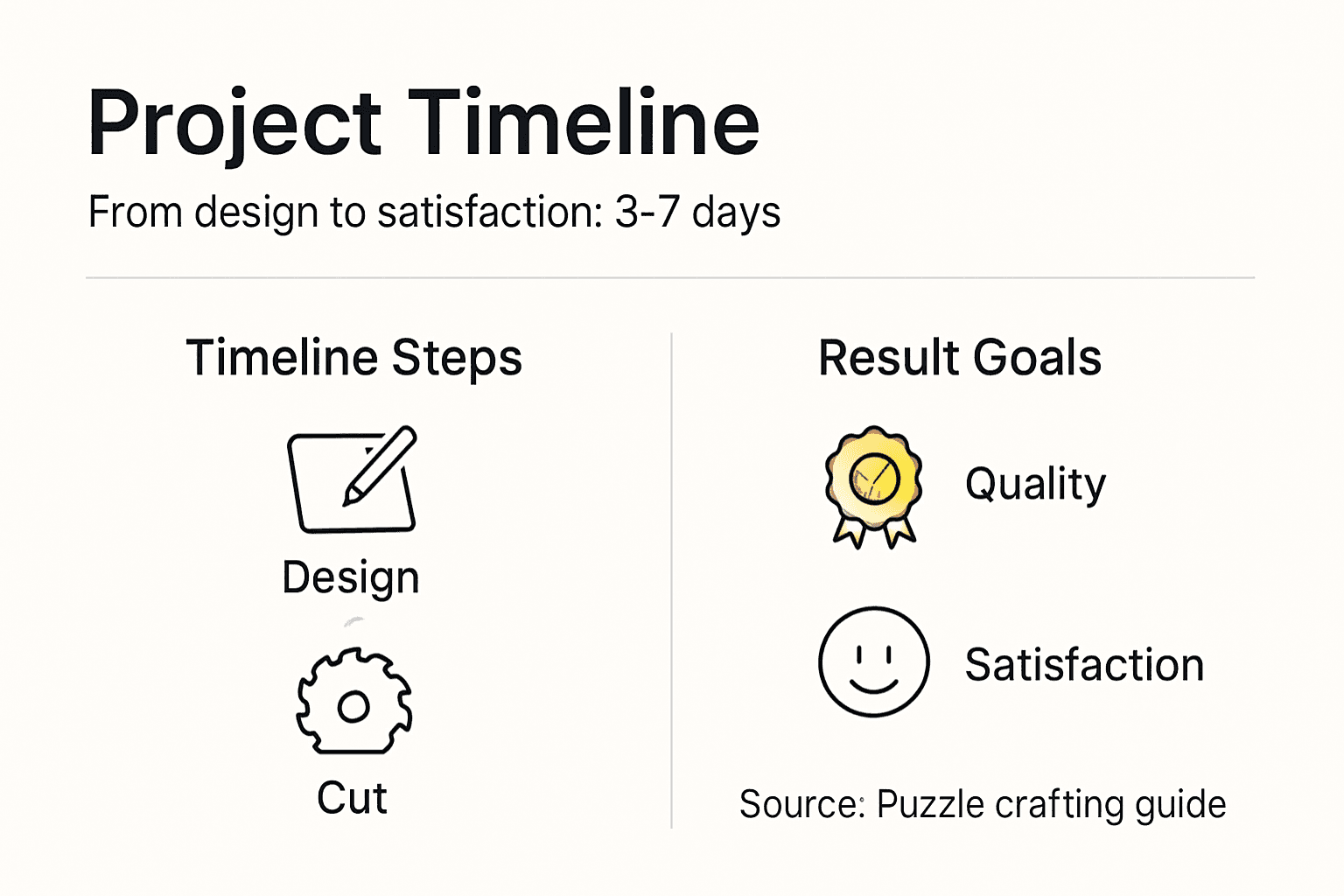 Infographic showing puzzle project timeline and results