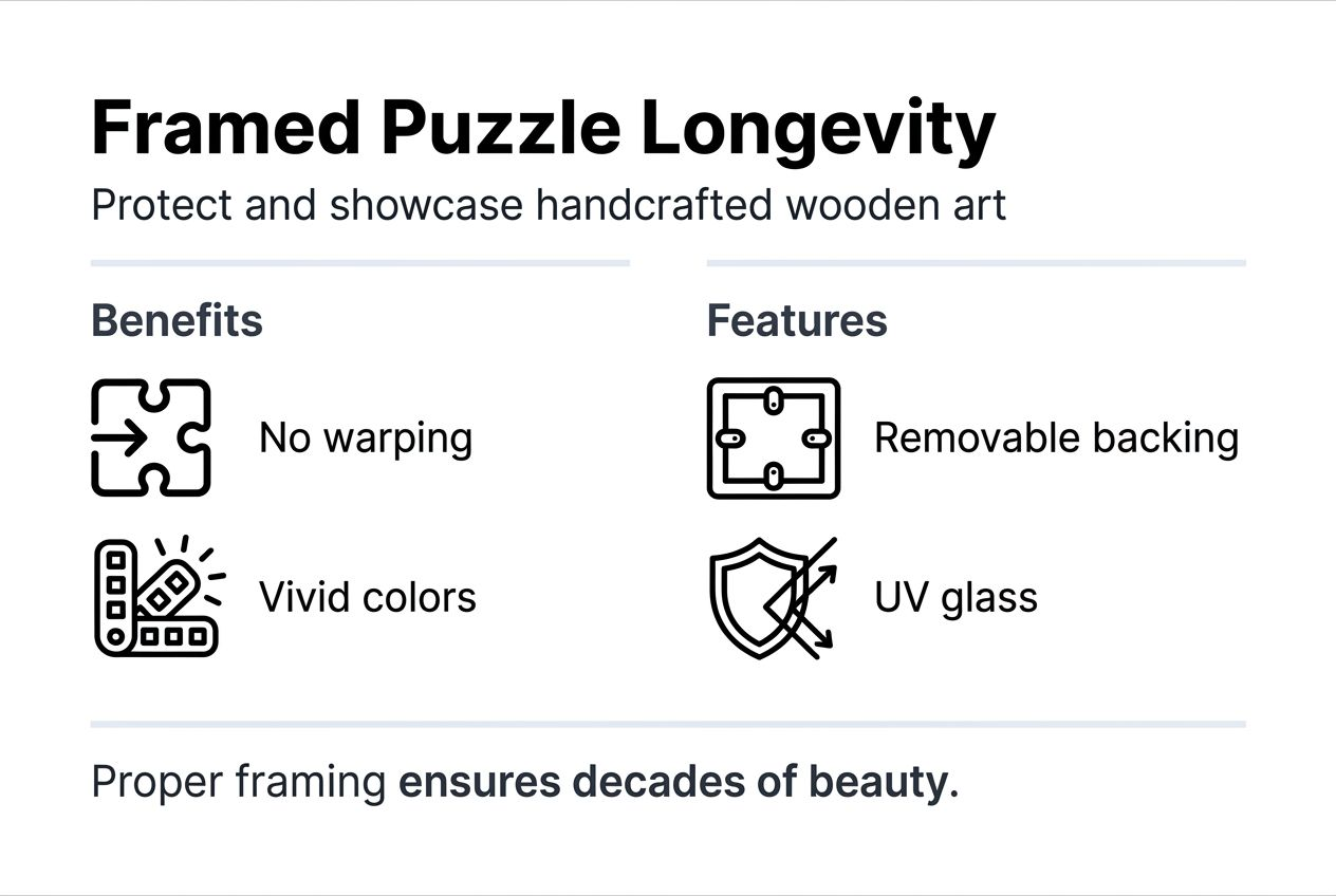 Infografic despre longevitatea și caracteristicile puzzle-urilor înrămate