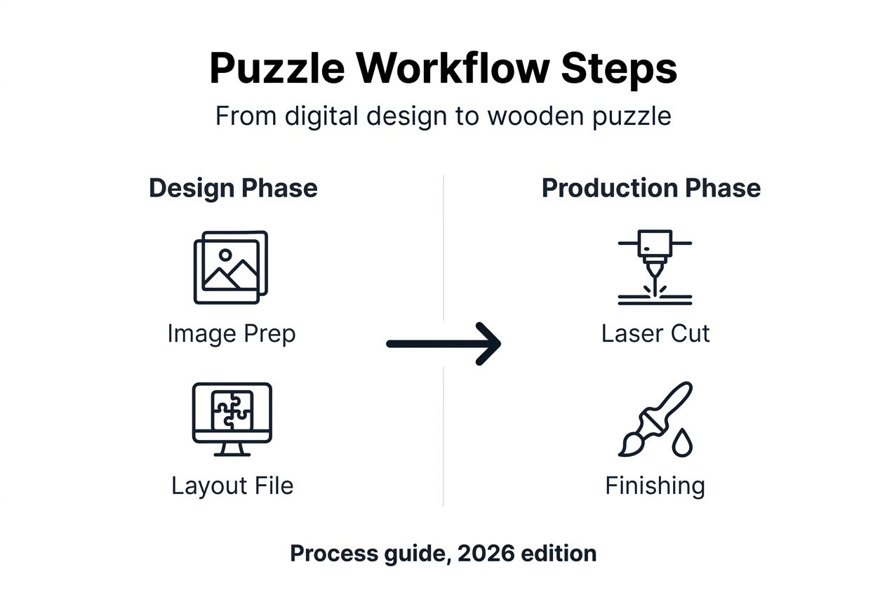 Infographic outlining puzzle workflow steps
