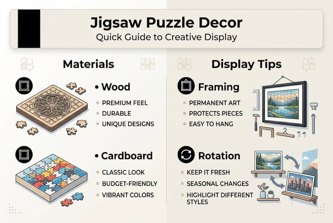 Infografika z nasveti za dekoracijo s sestavljankami
