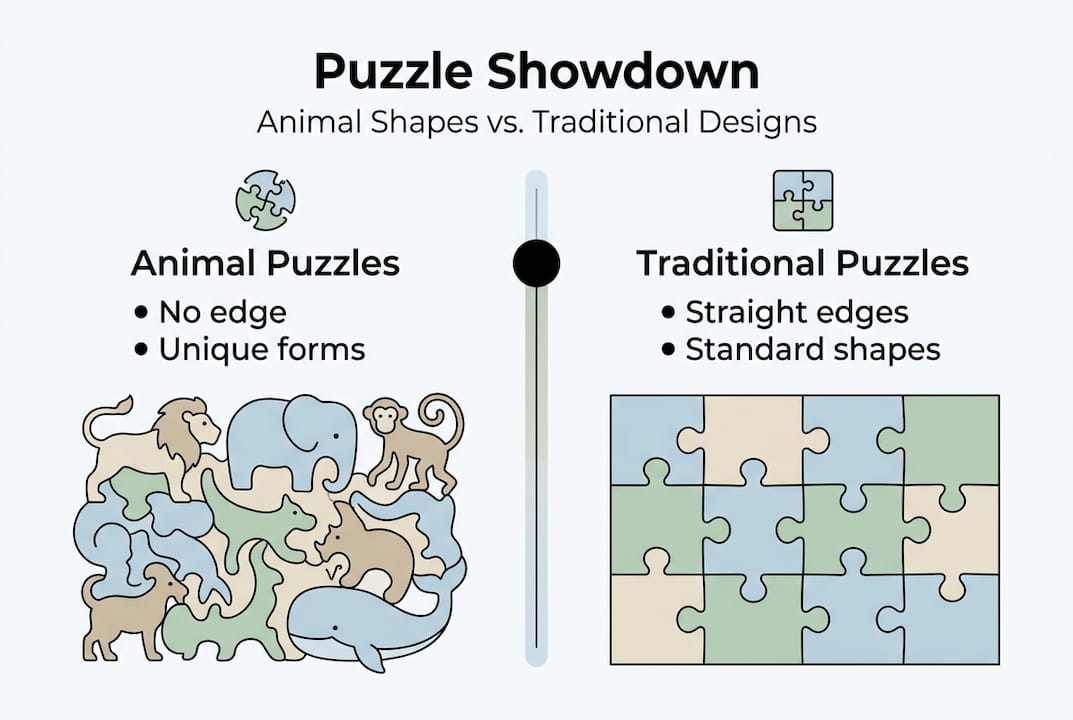 Infographic comparing animal and traditional puzzles