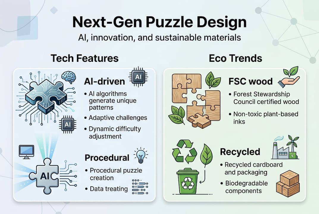 Infografika s poudarki na področju tehnologije in ekoloških ugank