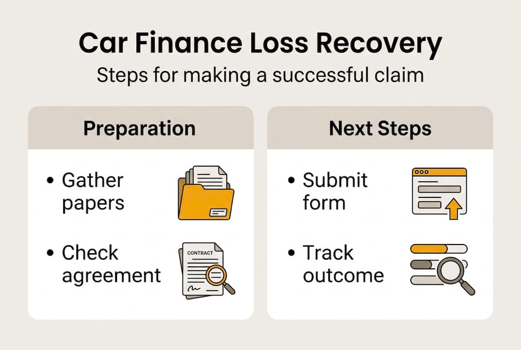 Infographic process for car finance claim recovery