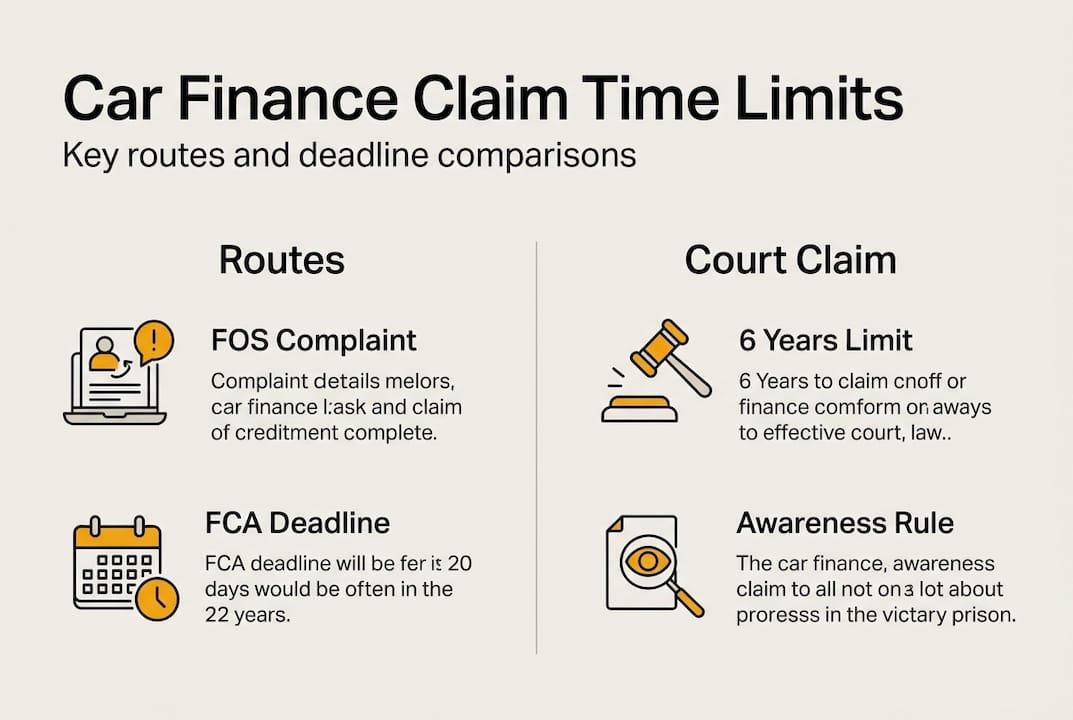 Infographic comparing car finance routes and deadlines