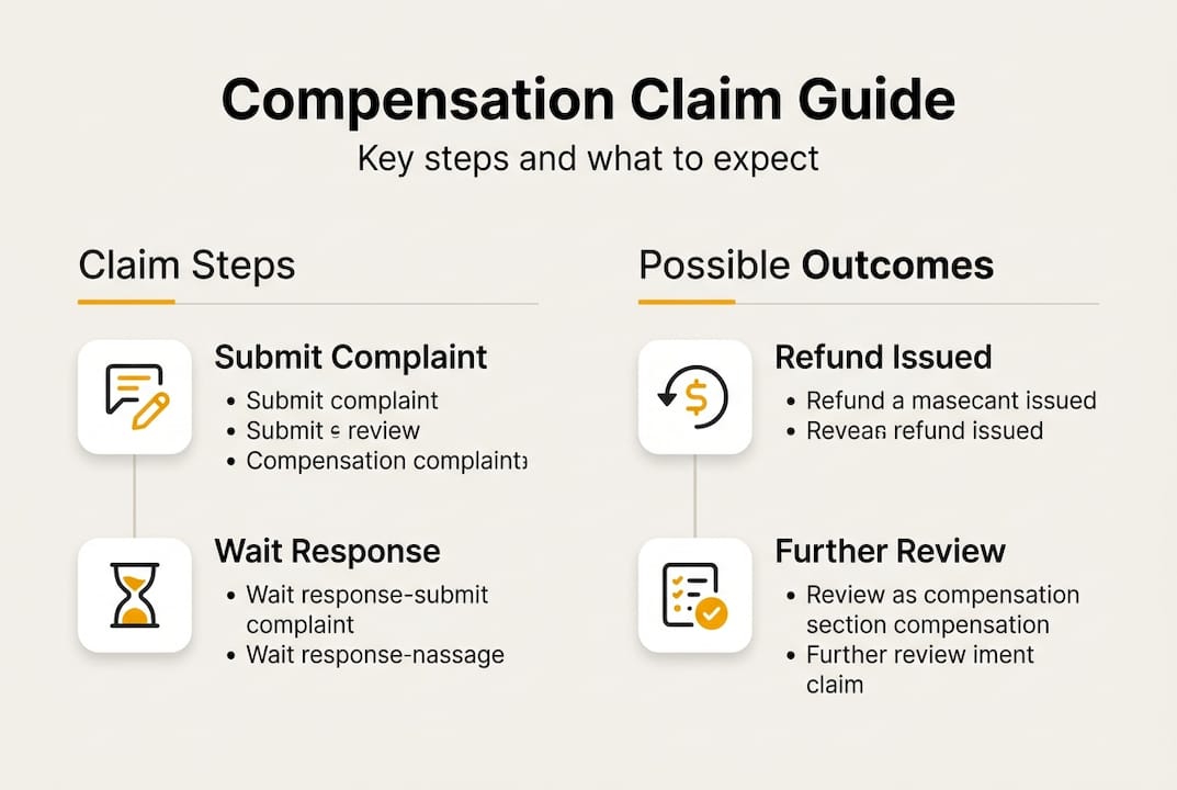 Infographic showing steps and outcomes of compensation claim