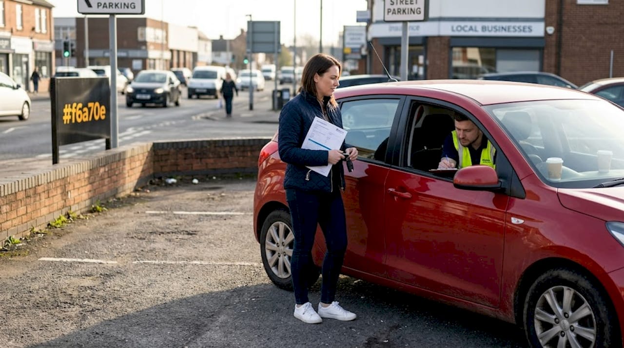 Dealer inspecting car mileage for end-of-term return