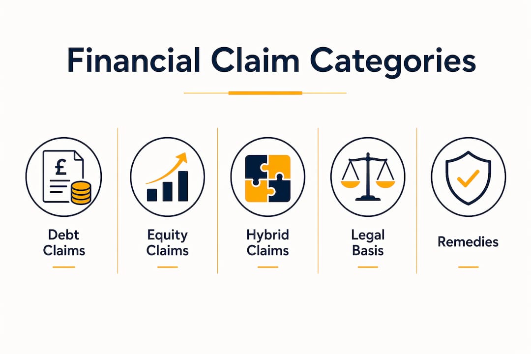 Infographic showing hierarchy of financial claim categories