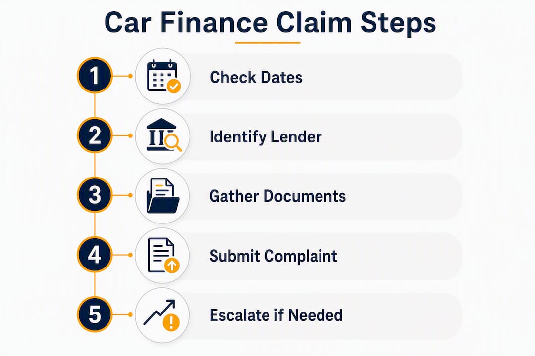 Infographic showing car finance claim steps