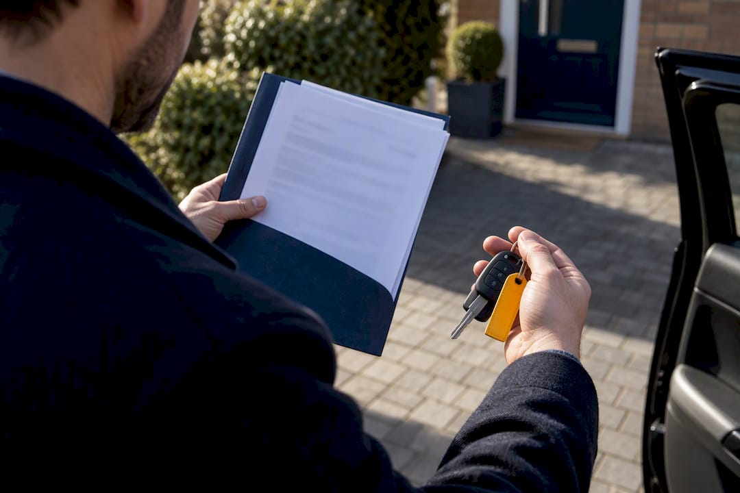 Driver reviewing car finance agreement