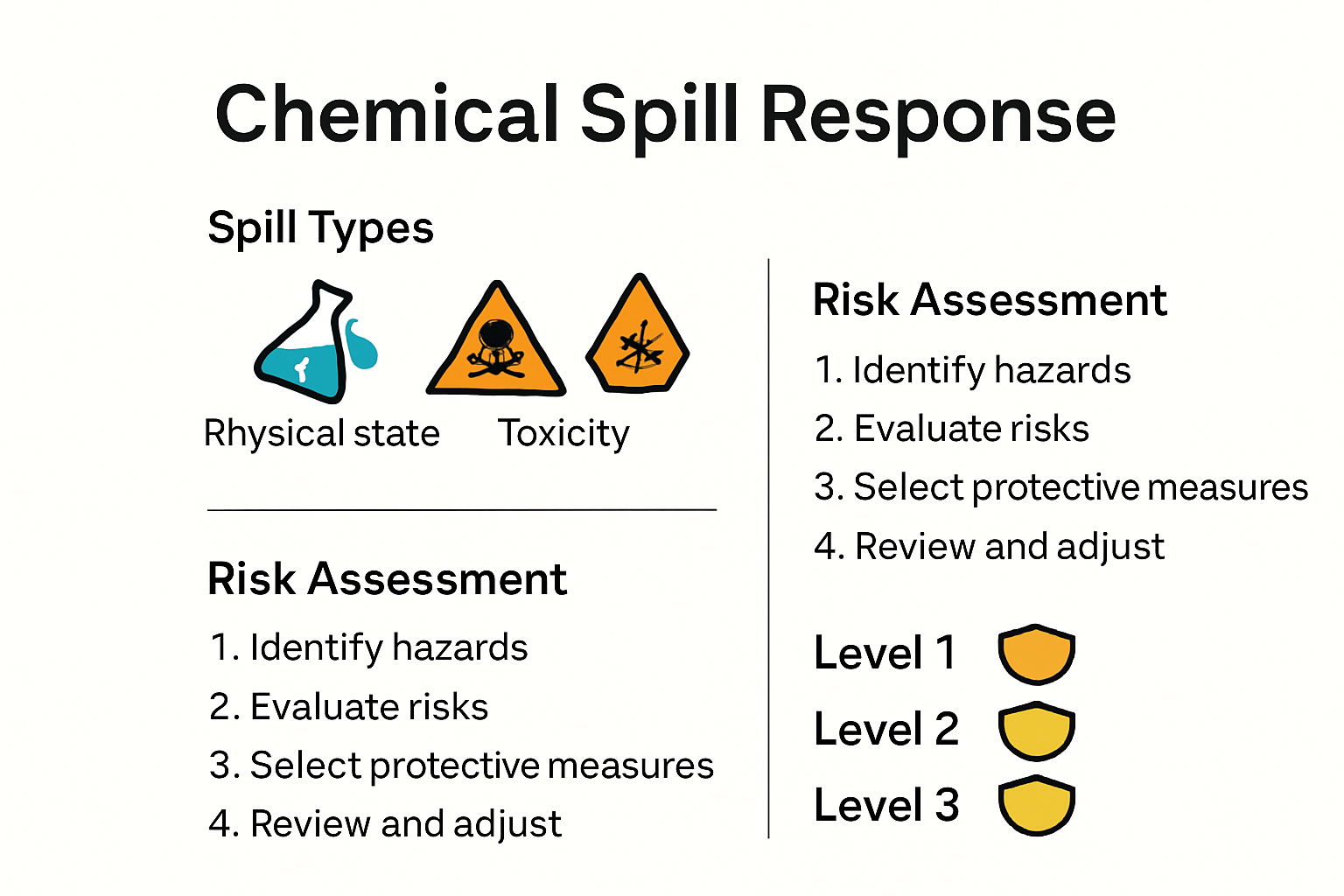 Infographic chart of chemical spill types and risk categories