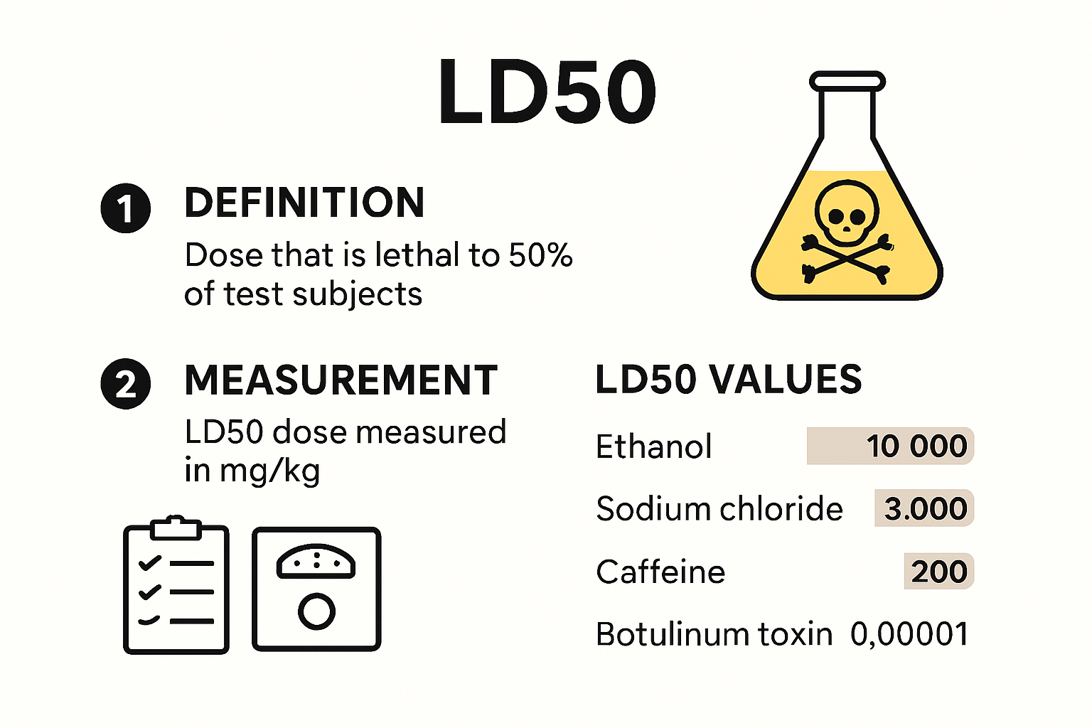 Infographic explaining what LD50 means in toxicology