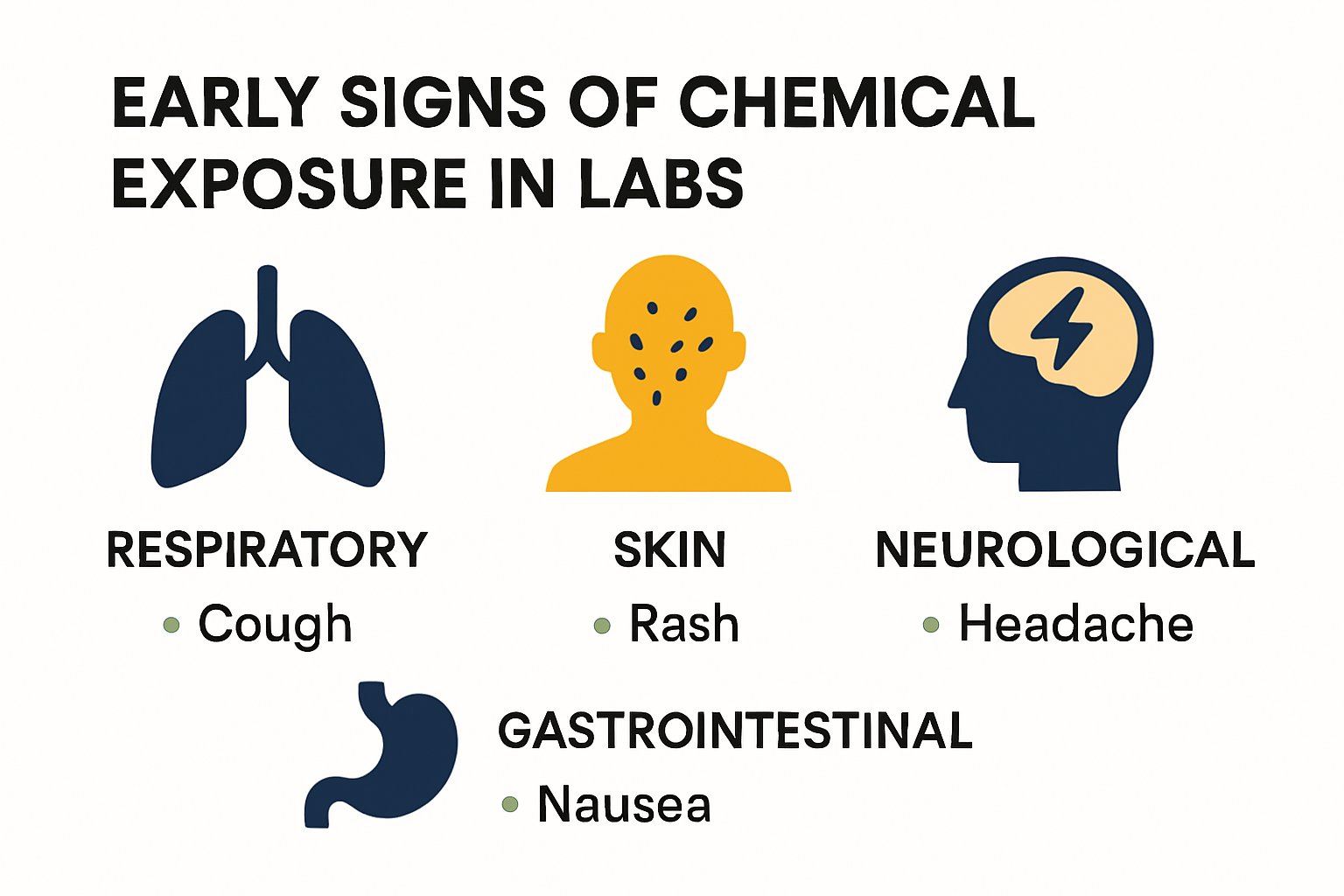 Infographic showing early signs of chemical exposure by body system
