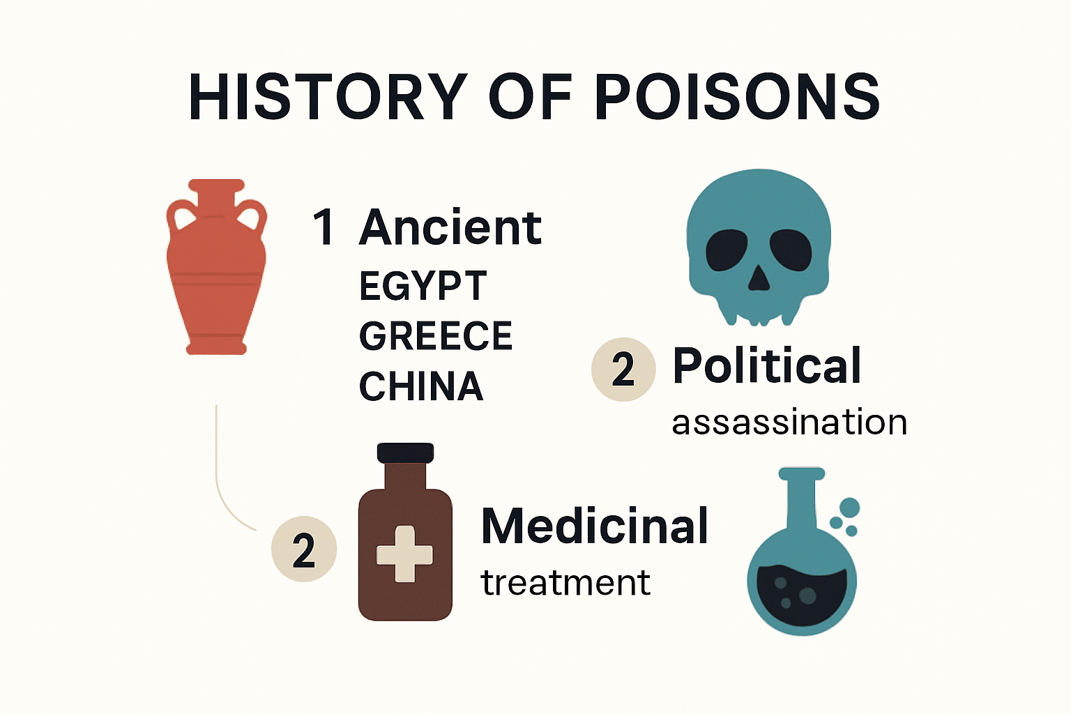 Timeline infographic on the history of poisons in ancient civilizations