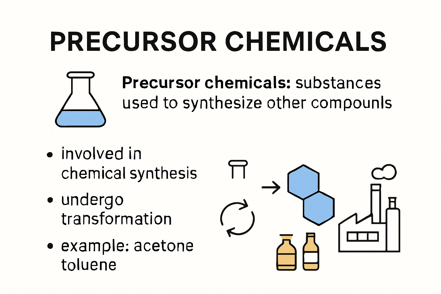 Infographic explaining what precursor chemicals are and their main roles