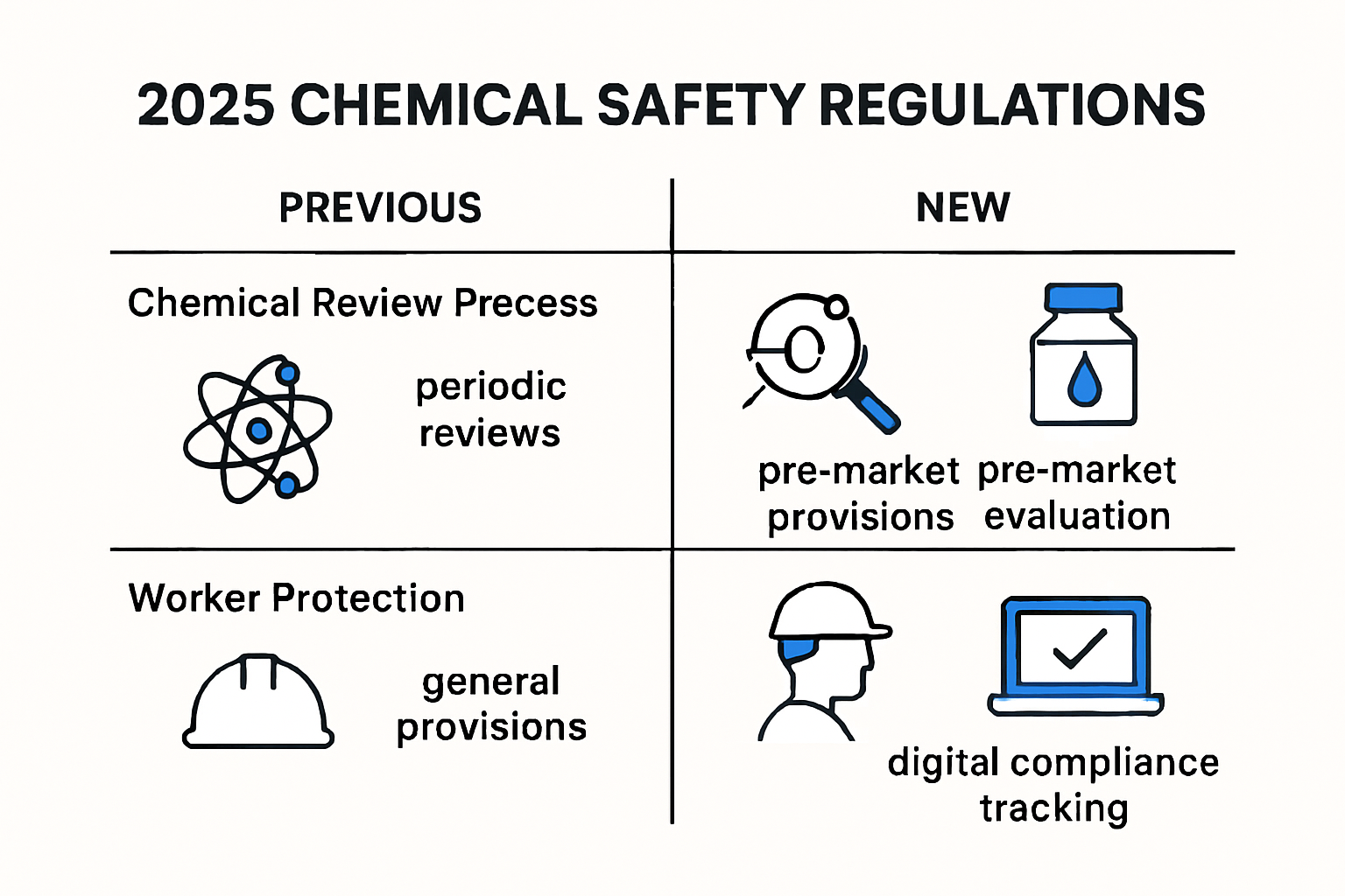 Infographic showing updates in 2025 chemical safety regulations