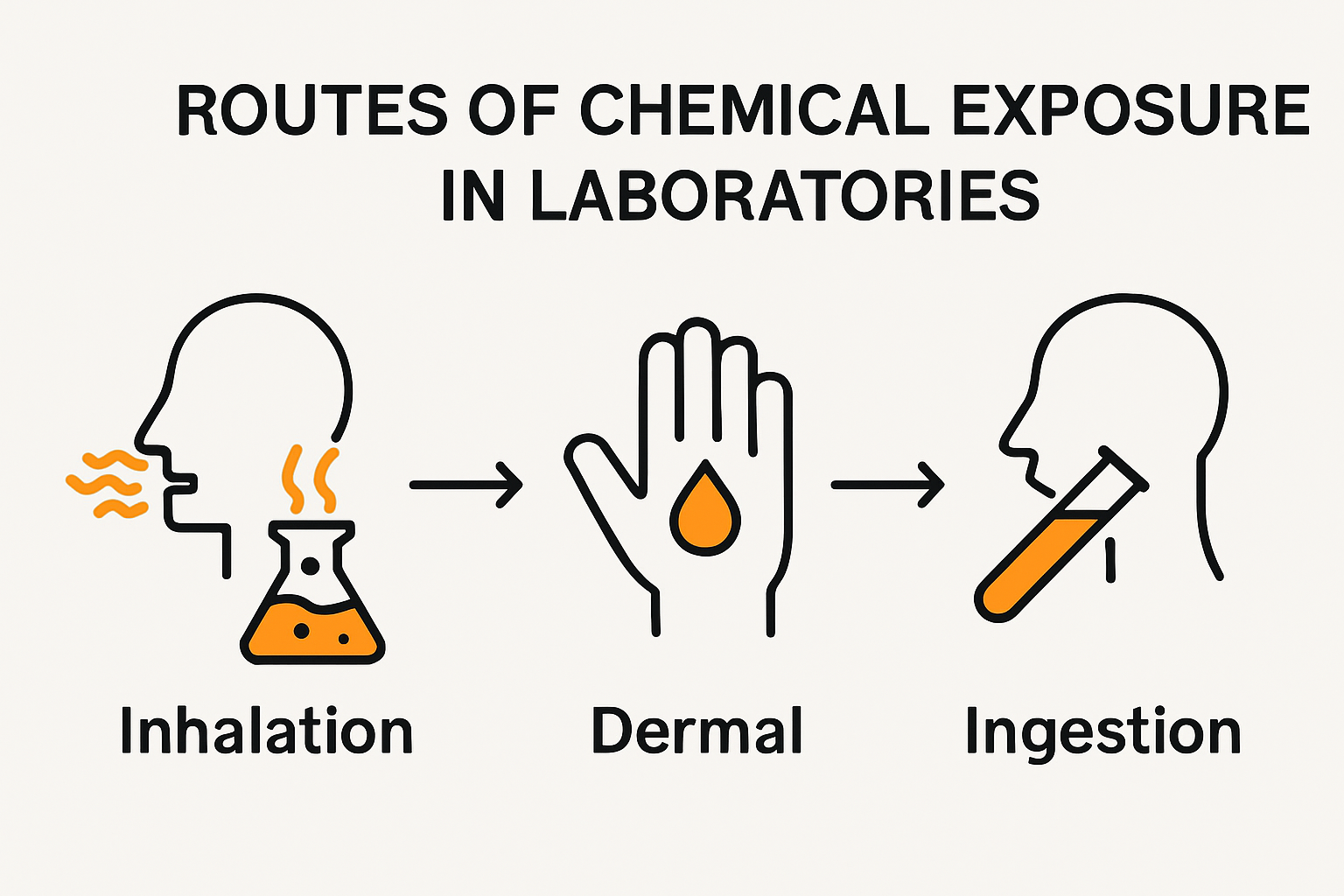 Infographic showing three main chemical exposure routes