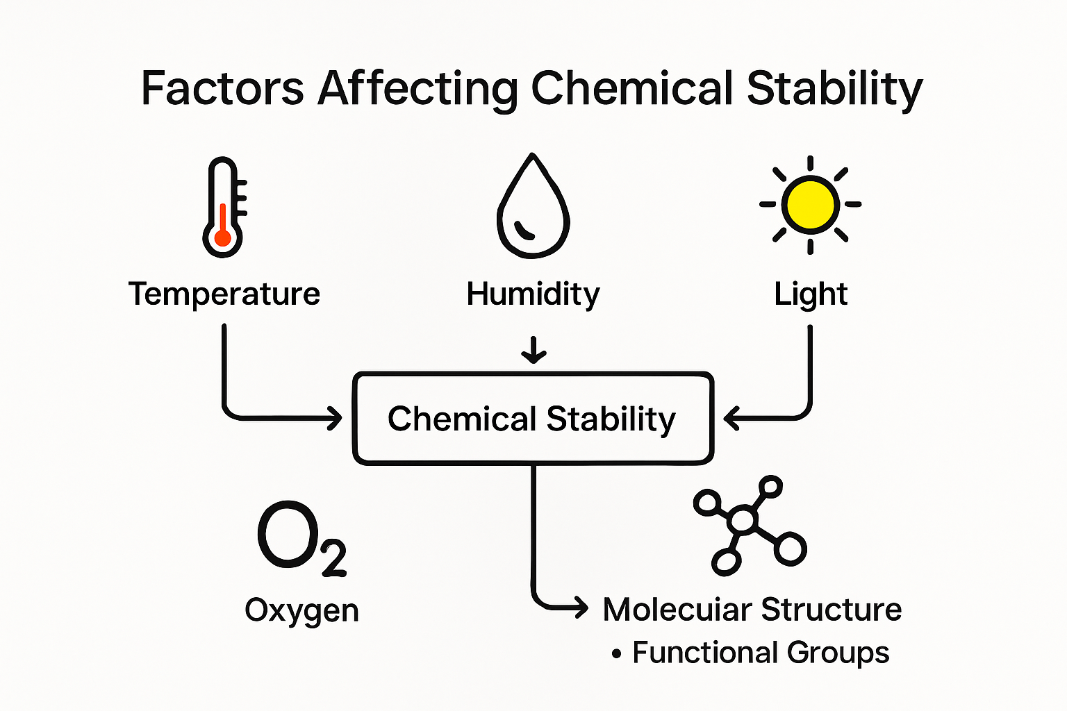 Infographic of factors influencing chemical stability