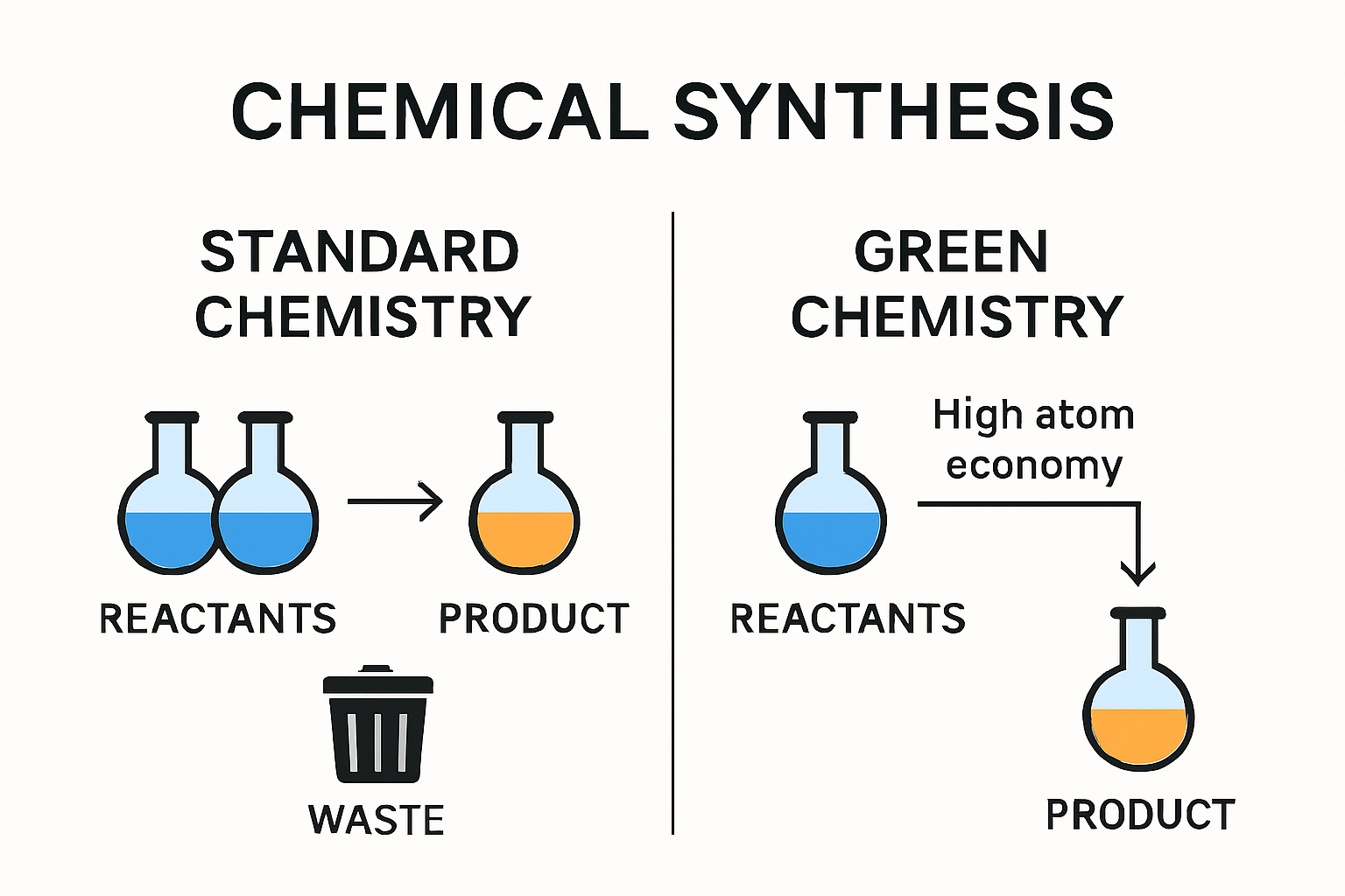 Comparison of traditional vs green chemical synthesis workflow