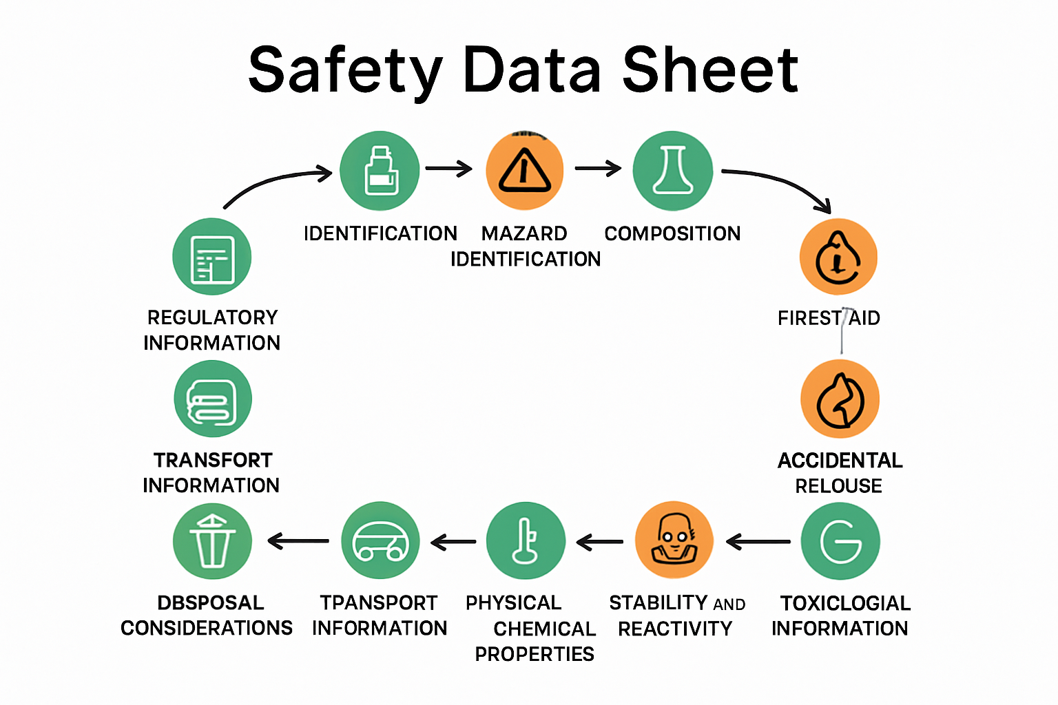 Infographic displaying 16 SDS sections and their purposes