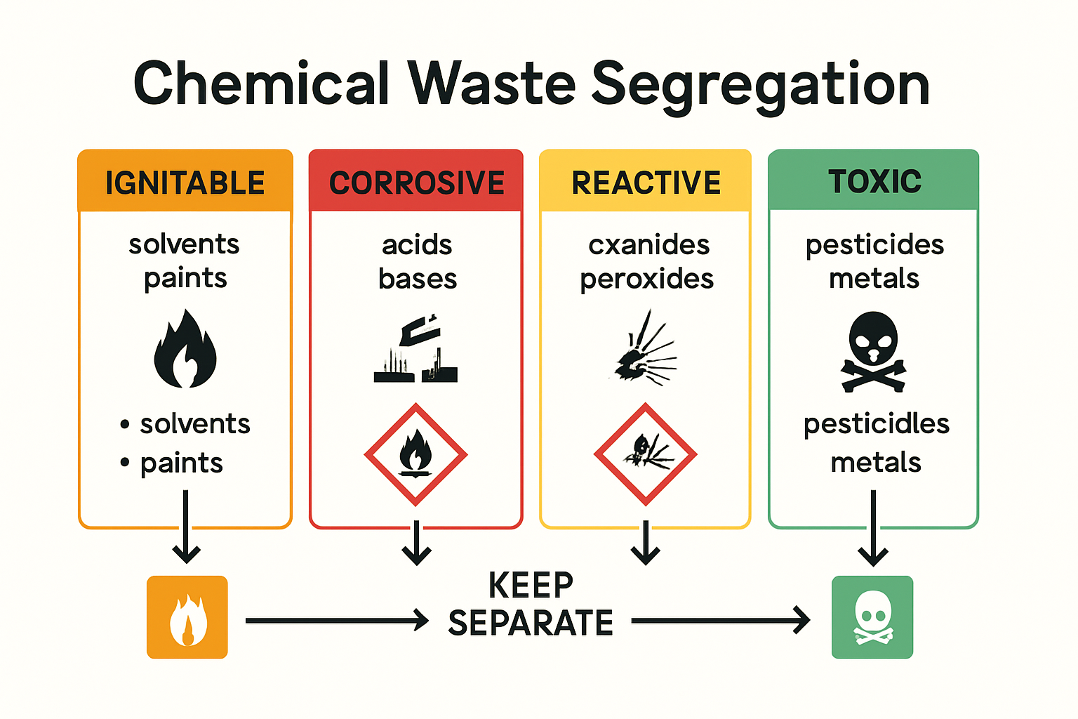 Chemical waste classes and segregation infographic