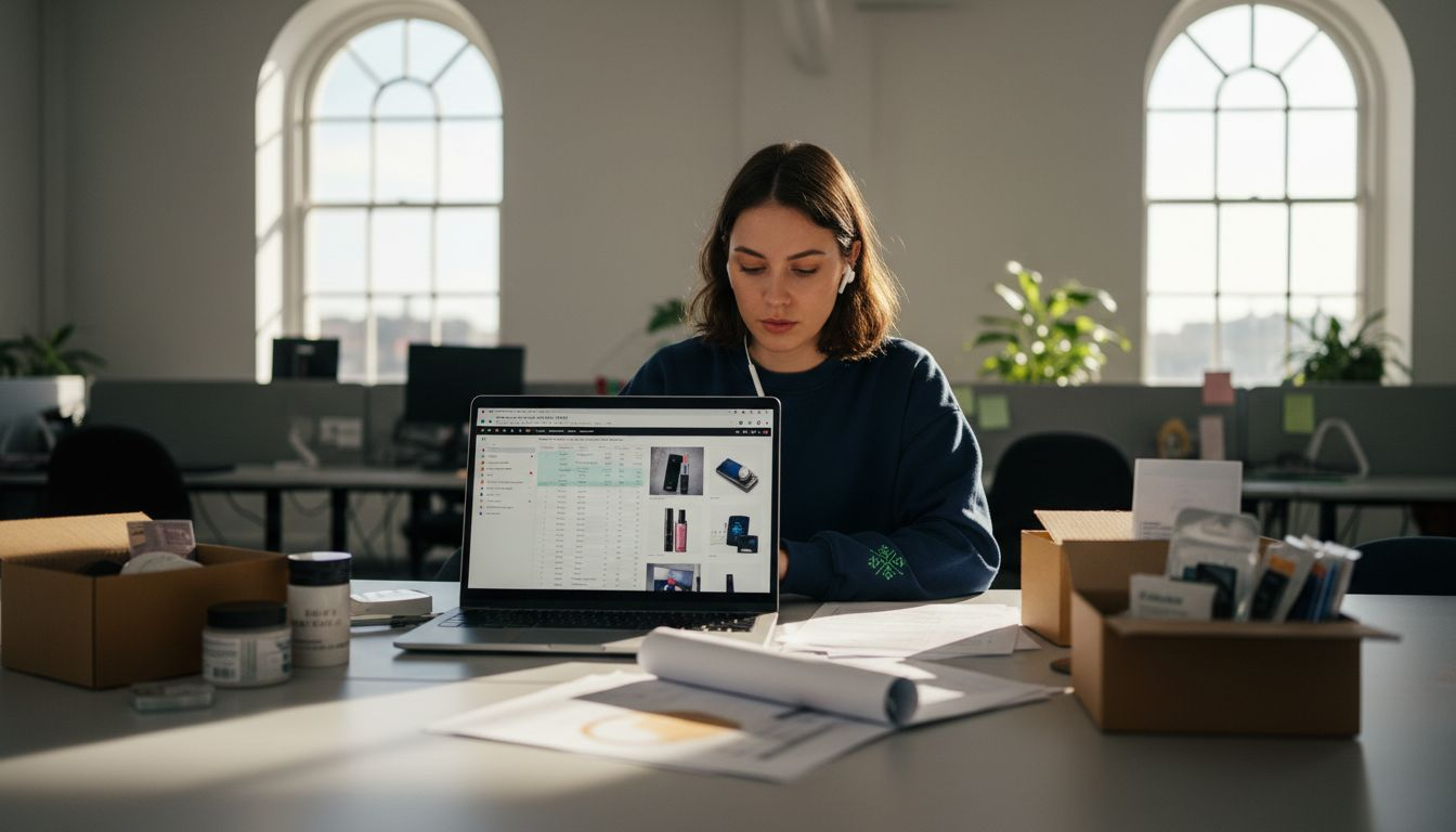 Woman handling automated product page workflow