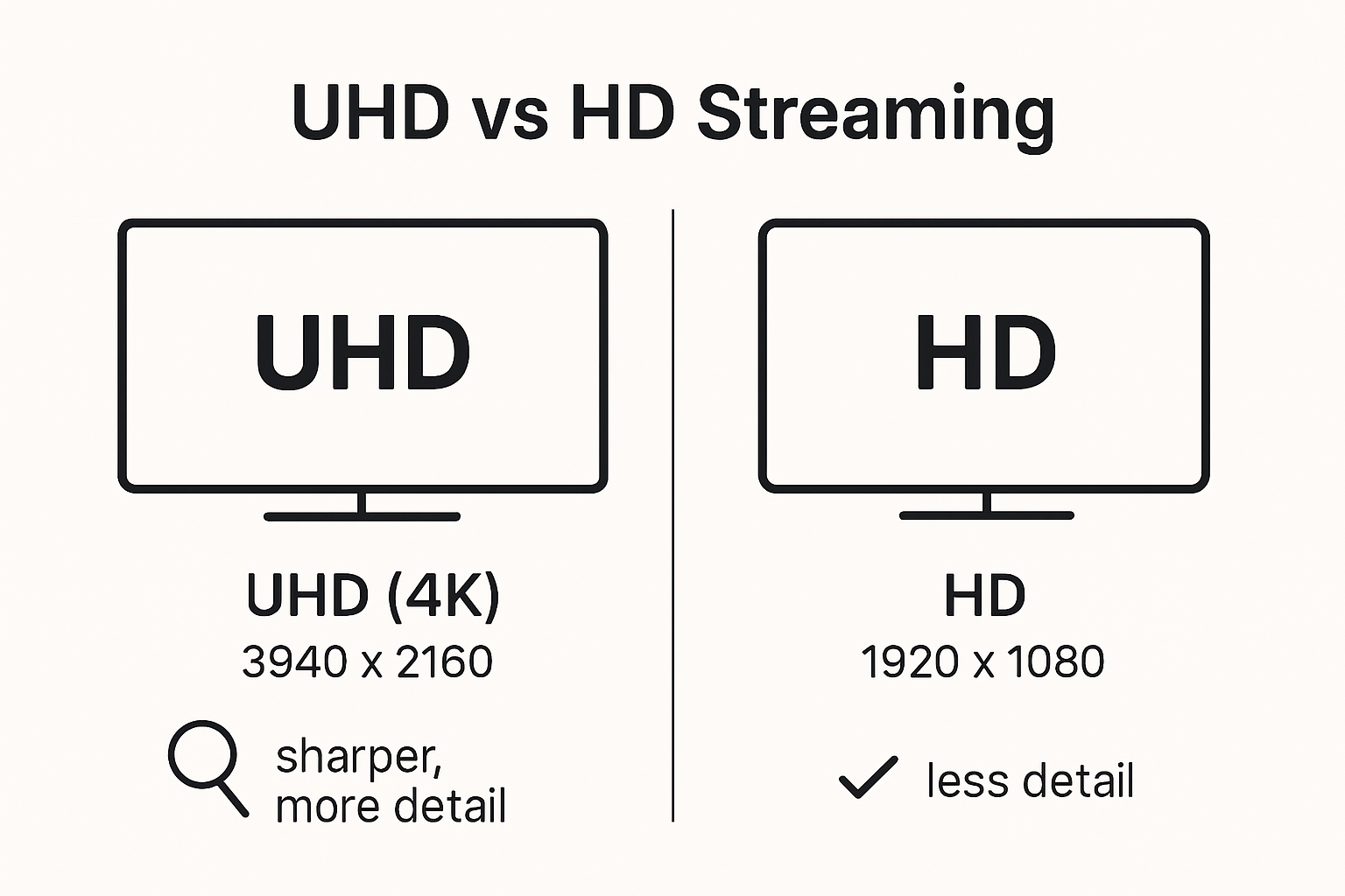 UHD vs HD streaming resolutions side-by-side comparison