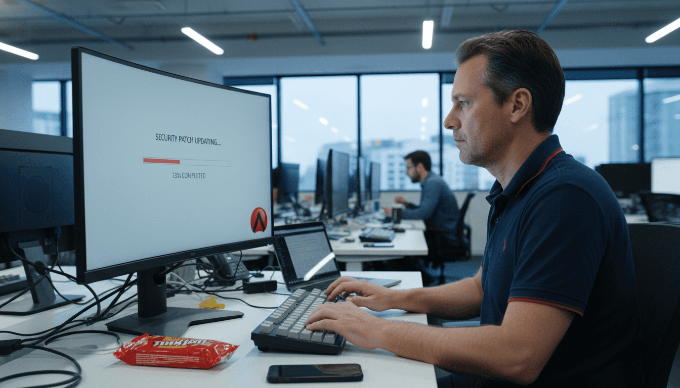 Technician updating website software and plugins