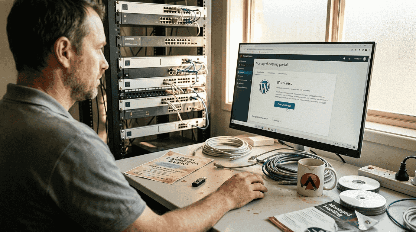 IT technician performing WordPress install